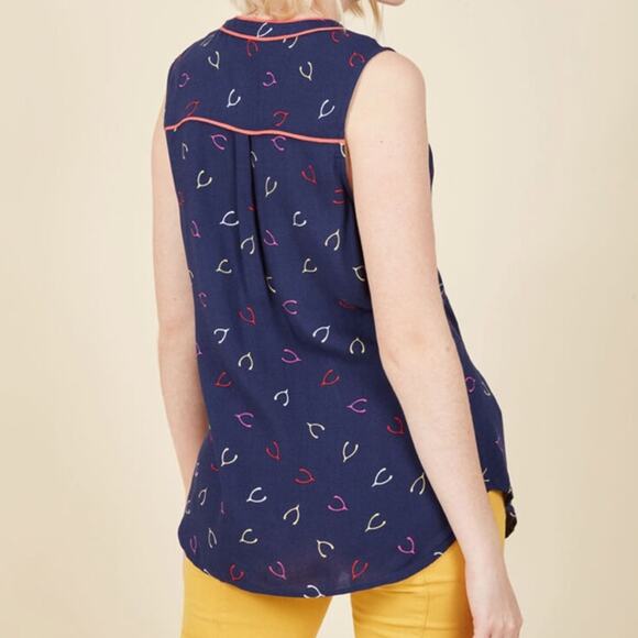 ModCloth Cafe au Soleil wishbone retro blouse - Picture 2 of 7